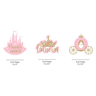 Little Princess Crown - DIY Shaped Pink and Gold Princess Baby Shower or Birthday Party Cut-Outs - 24 ct