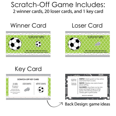 GOAAAL! - Soccer - Baby Shower Game Scratch Off Cards - 22 ct