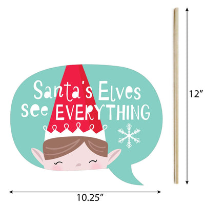 Funny Elf Squad - Kids Elf Christmas and Birthday Party Photo Booth Props Kit - 10 Piece