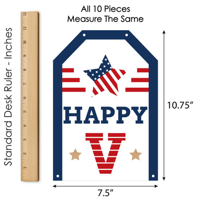 Happy Veterans Day - Hanging Vertical Paper Door Banners - Patriotic Wall Decoration Kit - Indoor Door Decor