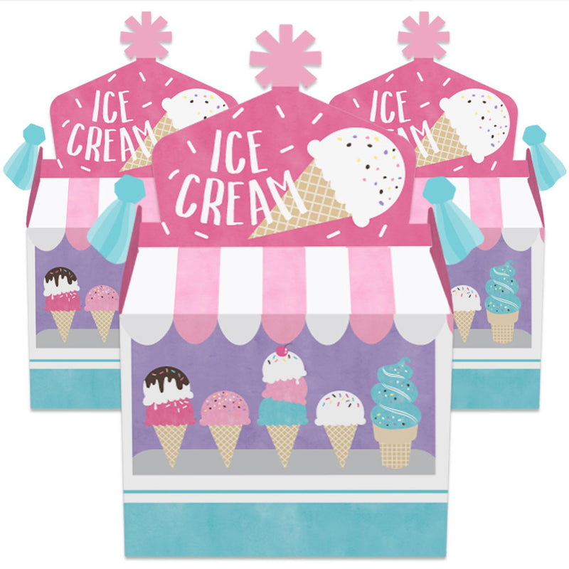 Scoop Up The Fun - Ice Cream - Treat Box Party Favors - Sprinkles Party Goodie Gable Boxes - Set of 12