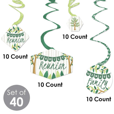 Family Tree Reunion - Family Gathering Party Hanging Decor - Party Decoration Swirls - Set of 40