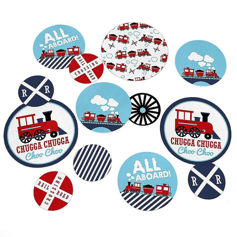 Railroad Party Crossing - Steam Train Birthday Party or Baby Shower Giant Circle Confetti - Party Decorations - Large Confetti 27 Count