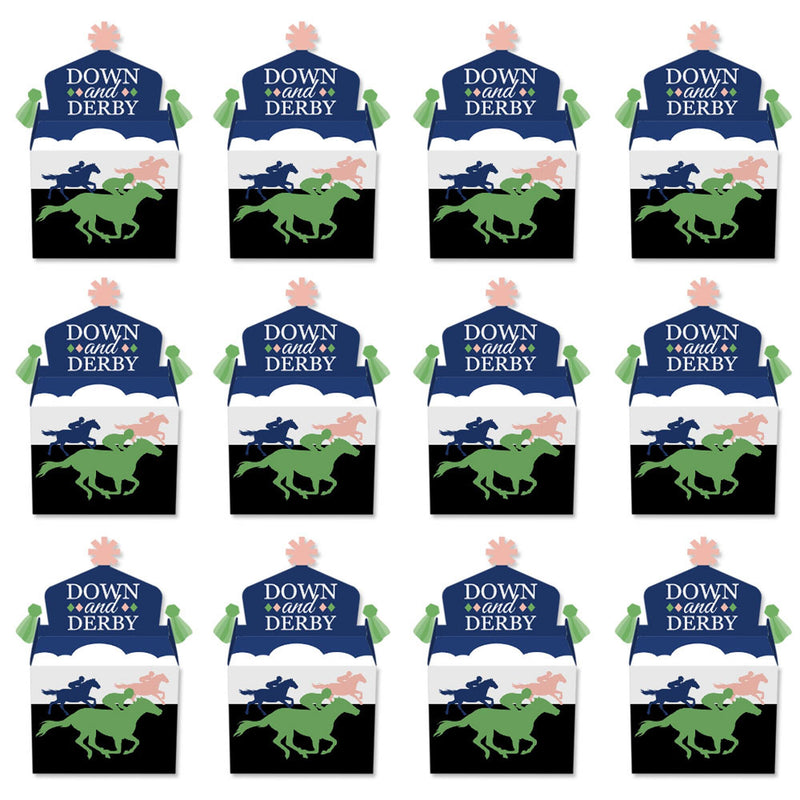 Kentucky Horse Derby - Treat Box Party Favors - Horse Race Party Goodie Gable Boxes - Set of 12