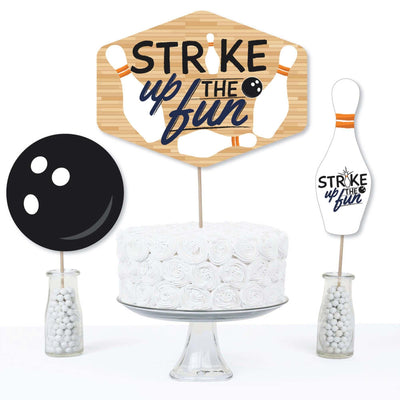 Strike Up the Fun - Bowling - Birthday Party or Baby Shower Centerpiece Sticks - Table Toppers - Set of 15