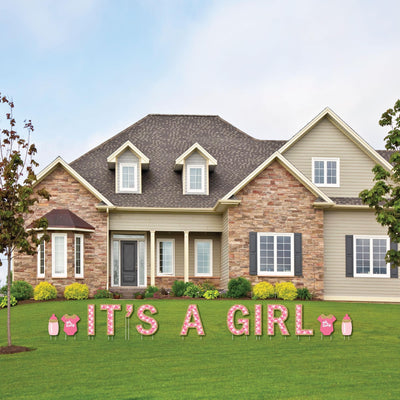 It's A Girl - Yard Sign Outdoor Lawn Decorations - Girl Baby Shower And Baby Announcement Yard Signs