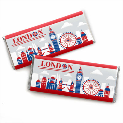 Cheerio, London - Candy Bar Wrapper British UK Party Favors - Set of 24