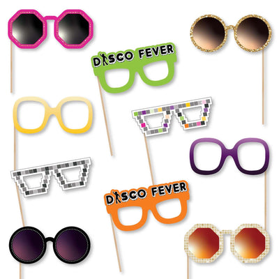 70's Disco Glasses - Paper Card Stock 1970s Disco Fever Party Photo Booth Props Kit - 10 Count