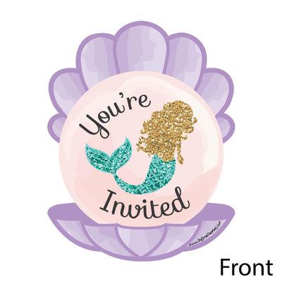 Let's Be Mermaids - Shaped Fill-In Invitations - Baby Shower or Birthday Party Invitation Cards with Envelopes - Set of 12