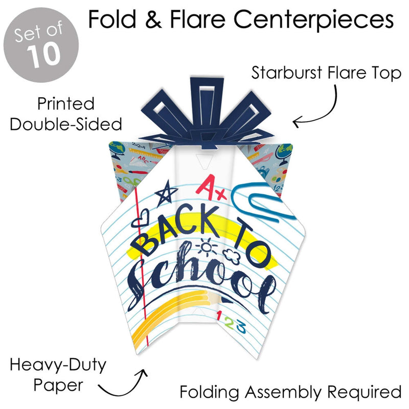 Back to School - Table Decorations - First Day of School Classroom Fold and Flare Centerpieces - 10 Count
