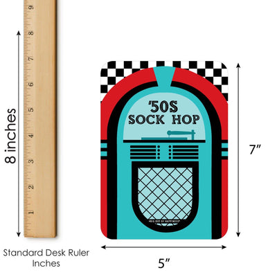 50's Sock Hop - Bar Bingo Cards and Markers - 1950s Rock N Roll Party Bingo Game - Set of 18