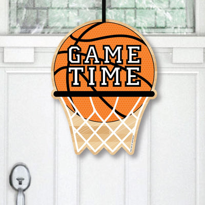Nothin' But Net - Basketball - Hanging Porch Baby Shower or Birthday Party Outdoor Decorations - Front Door Decor - 1 Piece Sign