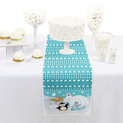 Arctic Polar Animals - Petite Winter Baby Shower or Birthday Party Paper Table Runner - 12" x 60"