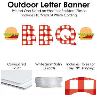 Fire Up the Grill - Large Summer BBQ Picnic Party Decorations - BBQ - Outdoor Letter Banner