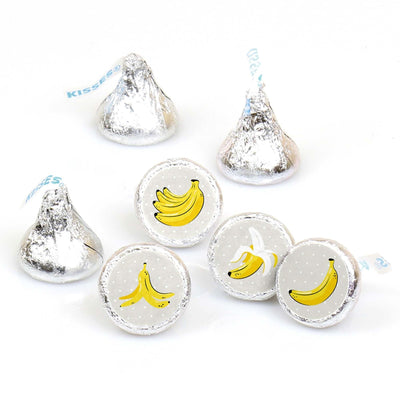 Let's Go Bananas - Tropical Party Round Candy Sticker Favors - Labels Fit Hershey's Kisses - 108 ct