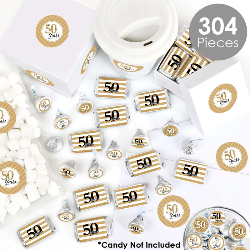 We Still Do - 50th Wedding Anniversary - Mini Candy Bar Wrappers, Round Candy Stickers and Circle Stickers - Anniversary Party Candy Favor Sticker Kit - 304 Pieces