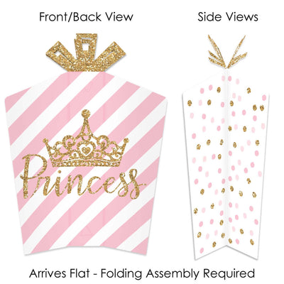 Little Princess Crown - Table Decorations - Pink and Gold Princess Baby Shower or Birthday Party Fold and Flare Centerpieces - 10 Count