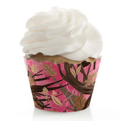 Pink Gone Hunting - Deer Hunting Girl Camo Party Decorations - Party Cupcake Wrappers - Set of 12