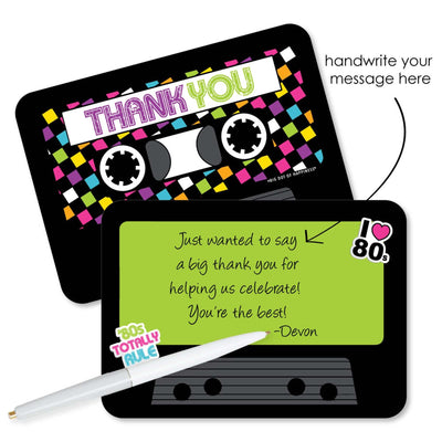 80's Retro - Shaped Thank You Cards - Totally 1980s Party Thank You Note Cards with Envelopes - Set of 12