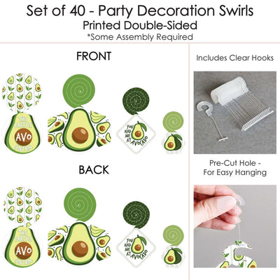 Hello Avocado - Fiesta Party Hanging Decor - Party Decoration Swirls - Set of 40