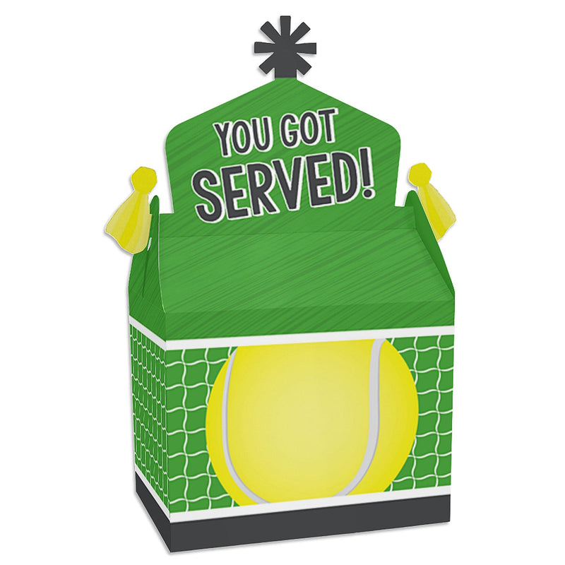 You Got Served - Tennis - Treat Box Party Favors - Baby Shower or Tennis Ball Birthday Party Goodie Gable Boxes - Set of 12