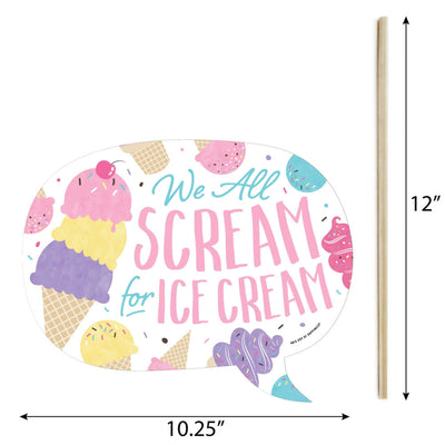 Funny Scoop Up The Fun - Ice Cream - 10 Piece Sprinkles Party Photo Booth Props Kit