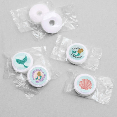Let's Be Mermaids - Baby Shower or Birthday Party Round Candy Labels Party Favors - Fits Hershey's Kisses - 108 ct
