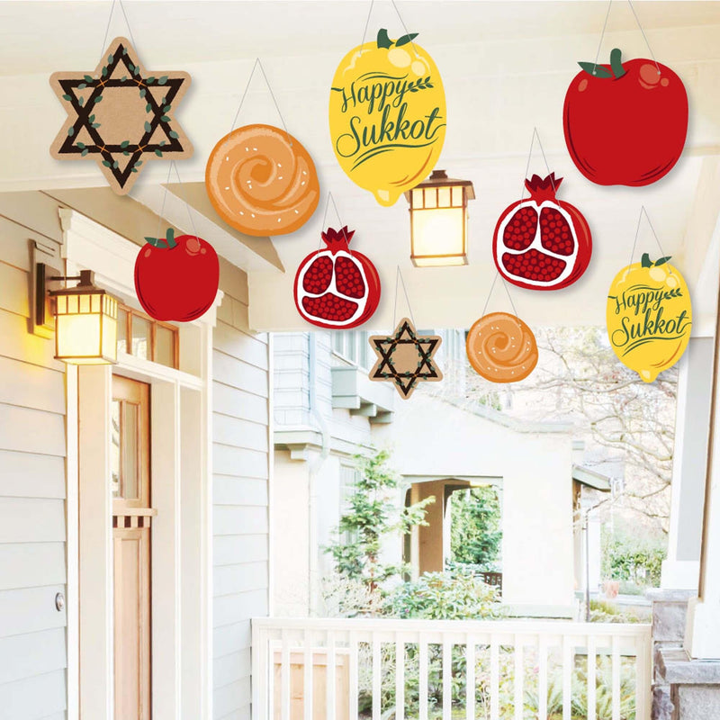 Hanging Sukkot - Outdoor Sukkah Jewish Holiday Hanging Porch & Tree Yard Decorations - 10 Pieces