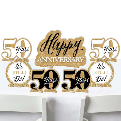 We Still Do - 50th Wedding Anniversary - Anniversary Party Centerpiece Table Decorations - Tabletop Standups - 7 Pieces