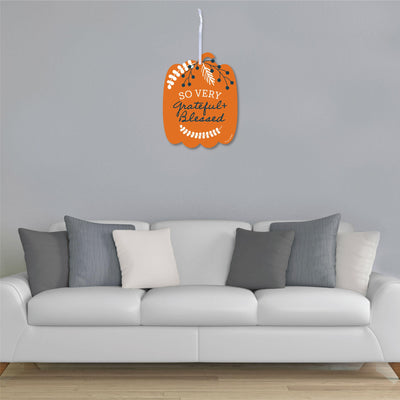 Happy Thanksgiving - Hanging Porch Fall Harvest Party Outdoor Decorations - Front Door Decor - 1 Piece Sign