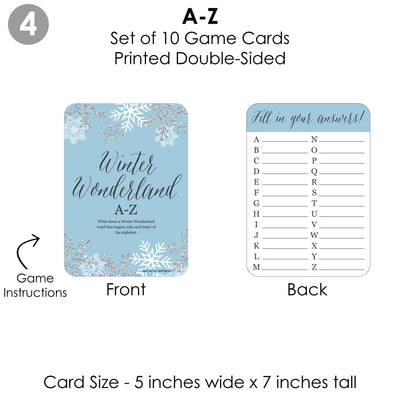 Winter Wonderland - 4 Snowflake Holiday Party and Winter Wedding Games - 10 Cards Each - Gamerific Bundle