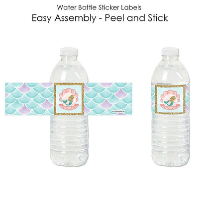 Let's Be Mermaids - Baby Shower or Birthday Party Water Bottle Sticker Labels - Set of 20