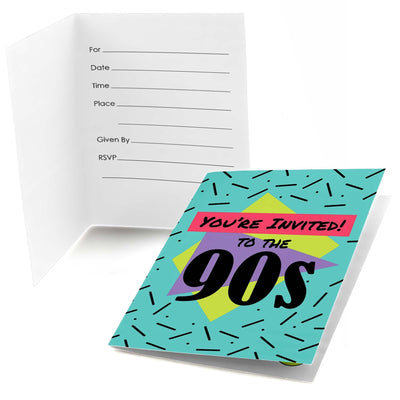 90's Throwback - Set of 8 Fill In 1990s Party Invitations