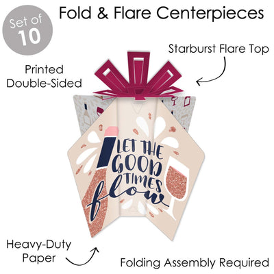 But First, Wine - Table Decorations - Wine Tasting Party Fold and Flare Centerpieces - 10 Count