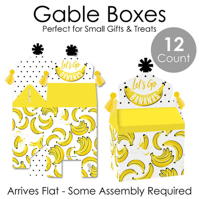 Let's Go Bananas - Treat Box Party Favors - Tropical Party Goodie Gable Boxes - Set of 12