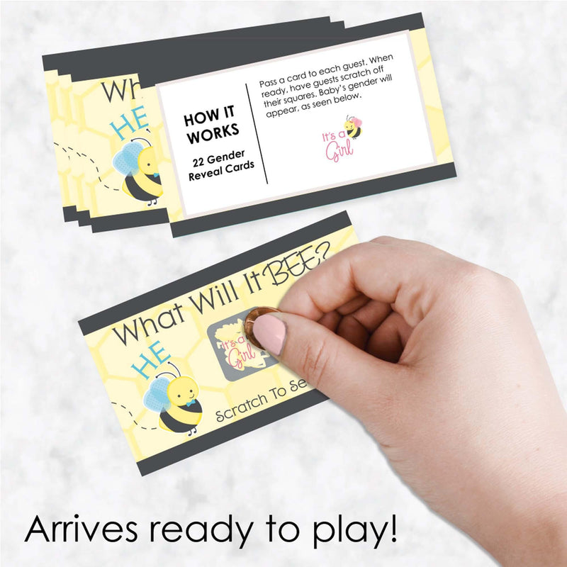Girl Bee Gender Reveal - What Will It BEE? Gender Reveal Scratch Off Cards - Baby Shower Game - Set of 22