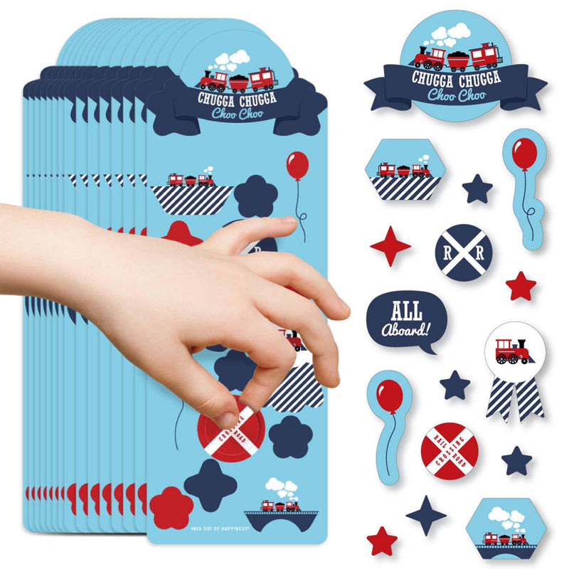 Railroad Party Crossing - Steam Train Birthday Party Favor Kids Stickers - 16 Sheets - 256 Stickers
