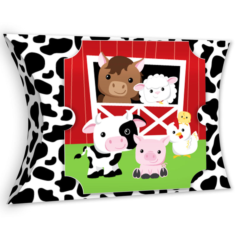 Farm Animals - Favor Gift Boxes - Barnyard Baby Shower or Birthday Party Large Pillow Boxes - Set of 12