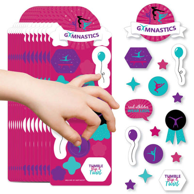 Tumble, Flip & Twirl - Gymnastics - Gymnast Birthday Party Favor Kids Stickers - 16 Sheets - 256 Stickers