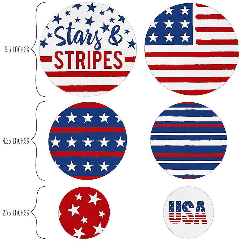 Stars & Stripes - Memorial Day, 4th of July and Labor Day USA Patriotic Party Giant Circle Confetti - Party Decorations - Large Confetti 27 Count