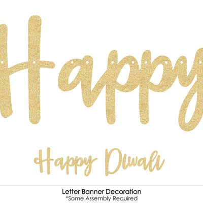 Happy Diwali - Festival of Lights Party Letter Banner Decoration - 36 Banner Cutouts and Happy Diwali Banner Letters