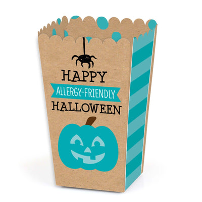 Teal Pumpkin - Halloween Allergy Friendly Trick or Trinket Favor Popcorn Treat Boxes - Set of 12