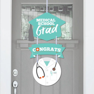 Medical School Grad - Hanging Porch Doctor Graduation Party Outdoor Decorations - Front Door Decor - 3 Piece Sign