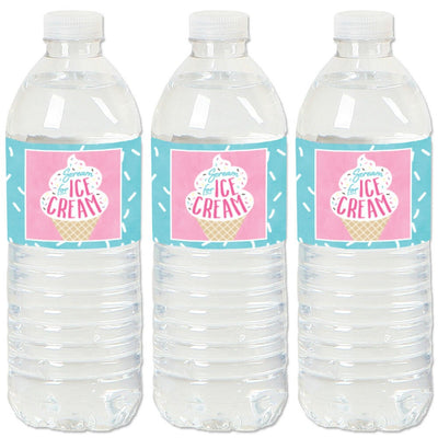 Scoop Up The Fun - Ice Cream - Sprinkles Party Water Bottle Sticker Labels - Set of 20