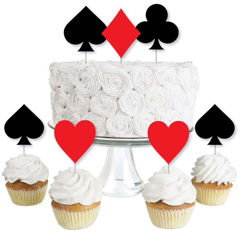 Las Vegas - Dessert Cupcake Toppers - Casino Party Clear Treat Picks - Set of 24