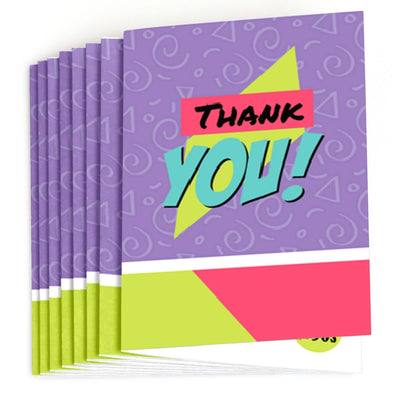 90's Throwback - Set of 8 1990s Party Thank You Cards