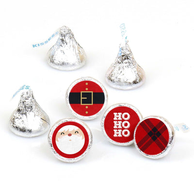 Jolly Santa Claus - Round Candy Christmas Labels Party Favors - Fits Hershey's Kisses - 108 ct
