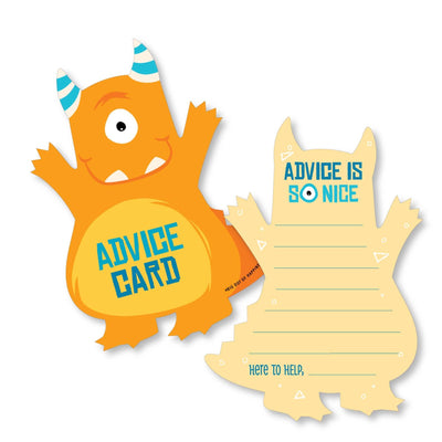 Monster Bash - Wish Card Little Monster Baby Shower Activities - Shaped Advice Cards Game - Set of 20