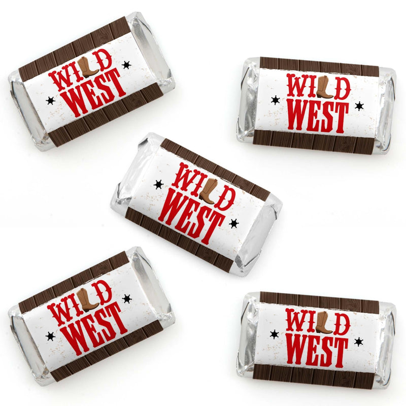 Western Hoedown - Mini Candy Bar Wrapper Stickers - Wild West Cowboy Party Small Favors - 40 Count