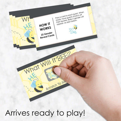 Boy Bee Gender Reveal - What Will It BEE? Gender Reveal Scratch Off Cards - Baby Shower Game - Set of 22